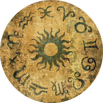 Astrological circle with zodiac symbols